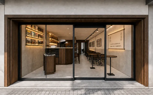 Render of the street-level glass sliding door entrance